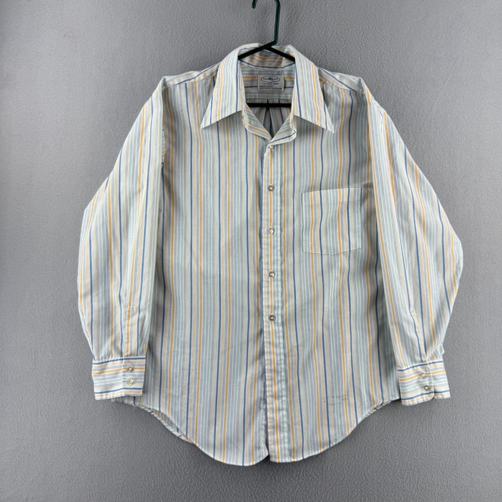 Vintage Penneys Shirt Mens 16.5 x 33 Towncraft Button Up Penn Prest 60s 70s